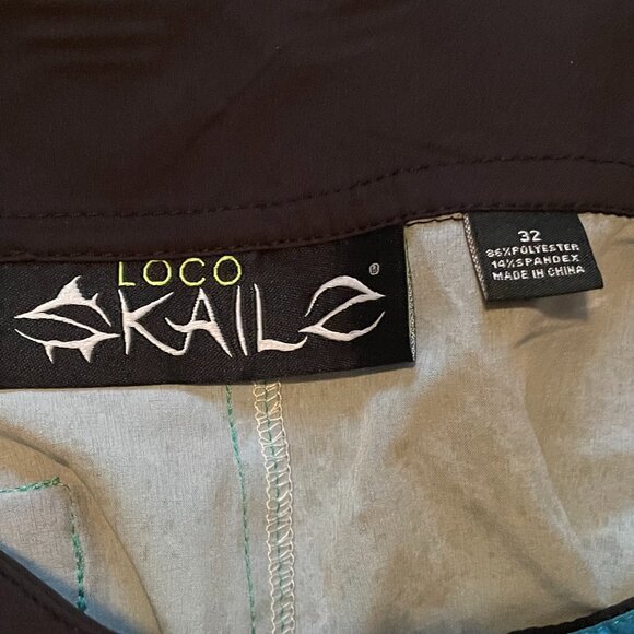 Loco Skailz, Size 32, Mens Swim Trunks, With Underwater Pattern Blue and Black - Picture 8 of 10